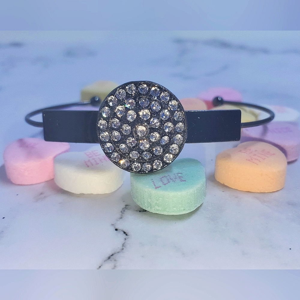 Gun Metal Pave Crystal Cuff Bracelet